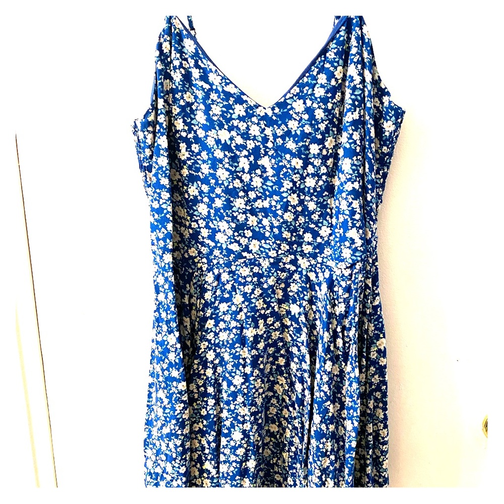 Blue floral boho sun dress sz lrg